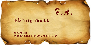 Hönig Anett névjegykártya